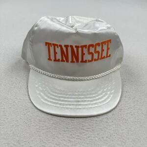Vintage Tennessee Vols Hat One Size White Orange Satin Spellout Football NCAA